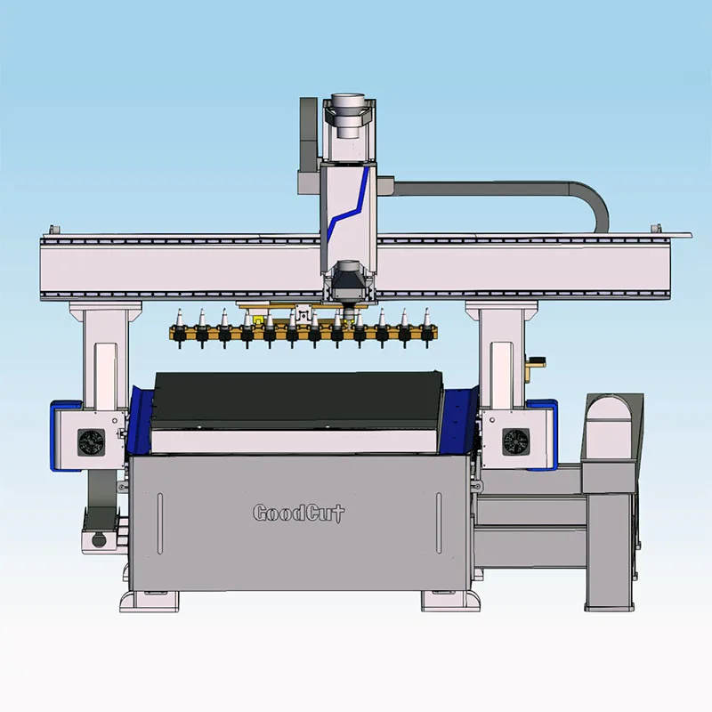 GoodCut GC2040ATC-4Axis CNC Router 180 Degree Rotating Head 400mm Side Rotary for Furniture