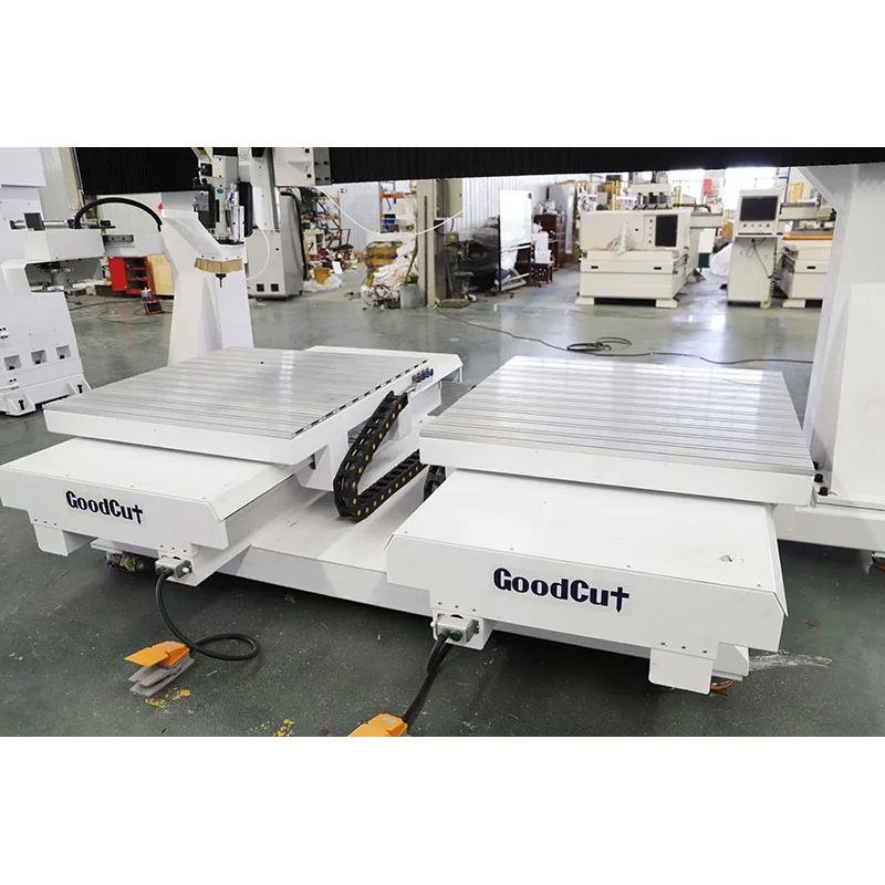 GC-5Axis Movable Table Double Workstations CNC Router Curved Wood Solid Wood Chair Back Armrests 