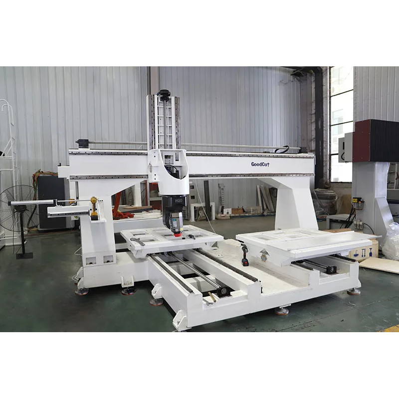 GC-5Axis Movable Table Double Workstations CNC Router Curved Wood Solid Wood Chair Back Armrests 