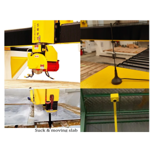 GoodCut GC3220B 5+1Axis Bridge cutting machine for Kitchen sink Kitchen stove top Tiles Floor tiles Quartz slab Stone Bridge Saw Cutting Machine for CNC Bevel Cut  Drilling Hole Polishing with 87Degree Hydraulic Tilting Table 